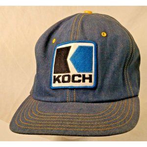 KOCH denim Cap Trucker Hat Snapback Baseball Vintage retro 80s denim